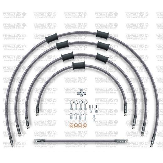 STANDARD PRIEKŠĒJO BREMŽU ŠĻŪTEŅU KOMPLEKTS VENHILL POWERHOSEPLUS SUZ-5007FS (5 ŠĻAUKAS KOMPLEKTĀ) CLEAR HOSES, STAINLESS STEEL FITTINGS