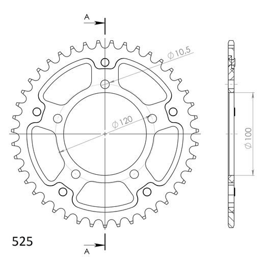 REAR SPROCKET SUPERSPROX STEALTH RST-702:43-GLD ZELTA 43T, 525