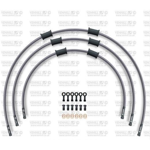 STANDARD PRIEKŠĒJO BREMŽU ŠĻŪTEŅU KOMPLEKTS VENHILL POWERHOSEPLUS HON-7014FB (3 ŠĻAUKAS KOMPL.) CLEAR HOSES, BLACK FITTINGS