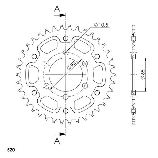 AIZMUGURĒJAIS ZOBRATS SUPERSPROX STEALTH RST-1223:38-GLD ZELTA 38T, 520