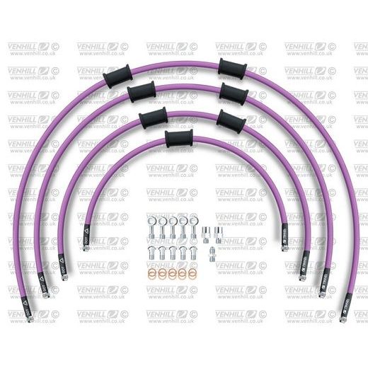 STANDARD PRIEKŠĒJO BREMŽU ŠĻŪTEŅU KOMPLEKTS VENHILL POWERHOSEPLUS SUZ-5004FS-PU (4 ŠĻAUKAS KOMPLEKTĀ) PURPLE HOSES, STAINLESS STEEL FITTINGS