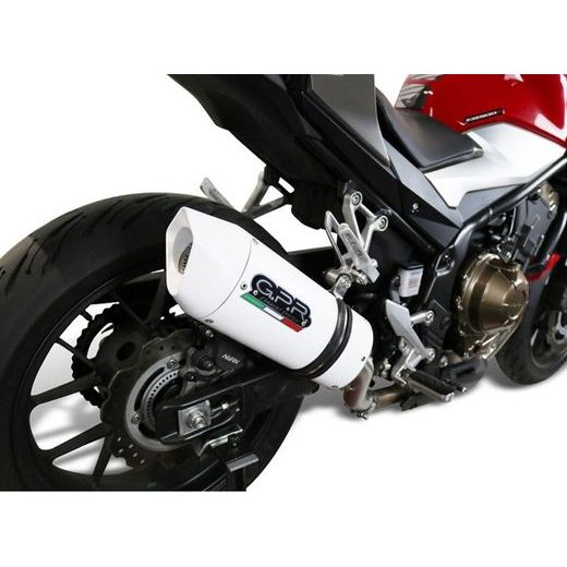 SLIP-ON EXHAUST GPR ALBUS EVO4 E4.H.244.1.ALBE4 WHITE GLOSSY INCLUDING REMOVABLE DB KILLER AND LINK PIPE