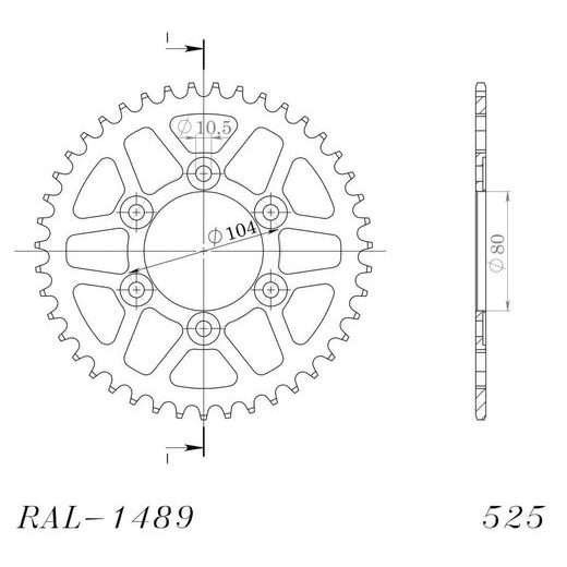 AIZMUGURĒJAIS ALU ĶĒDES ZOBRATS SUPERSPROX RAL-1489:41-RED SARKANS 41T, 525