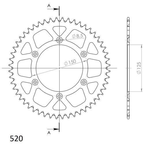 REAR ALU SPROCKET SUPERSPROX RAL-990:50-ORG ORANŽS 50T, 520