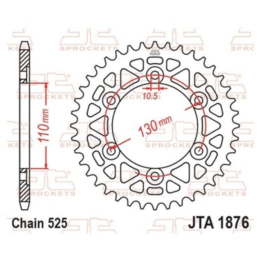 AIZMUGURĒJAIS ALU ĶĒDES ZOBRATS JT JTA 1876-44BLK 44T, 525 MELNS