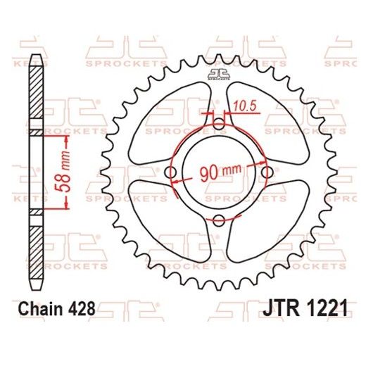 AIZMUGURĒJAIS ZOBRATS JT JTR 1221-42 42T, 428