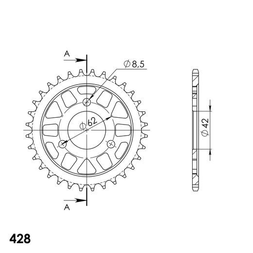 AIZMUGURĒJAIS ZOBRATS SUPERSPROX RFE-873:32-BLK MELNS/PELĒKS 32T, 428