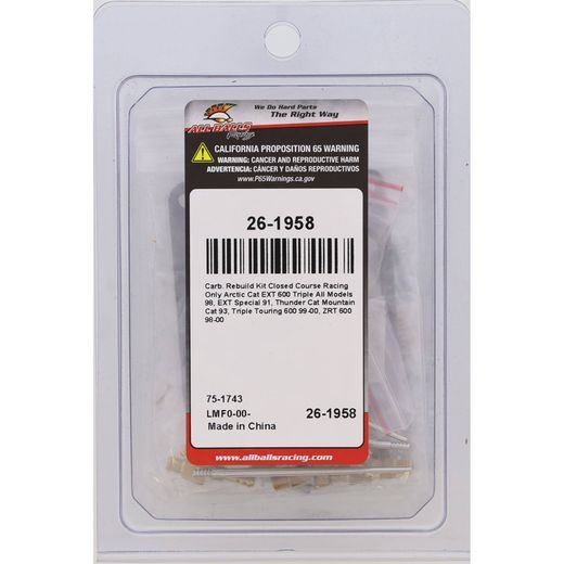KARBURATORA REMKOMPLEKTS ALL BALLS RACING CARK26-1958