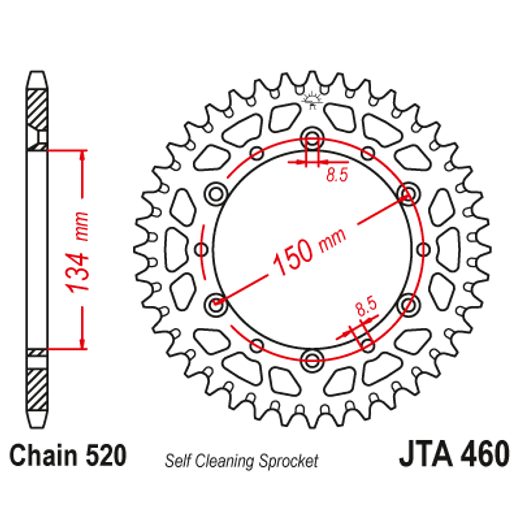 AIZMUGURĒJAIS ALU ĶĒDES ZOBRATS JT JTA 460-51BLK 51T, 520 MELNS