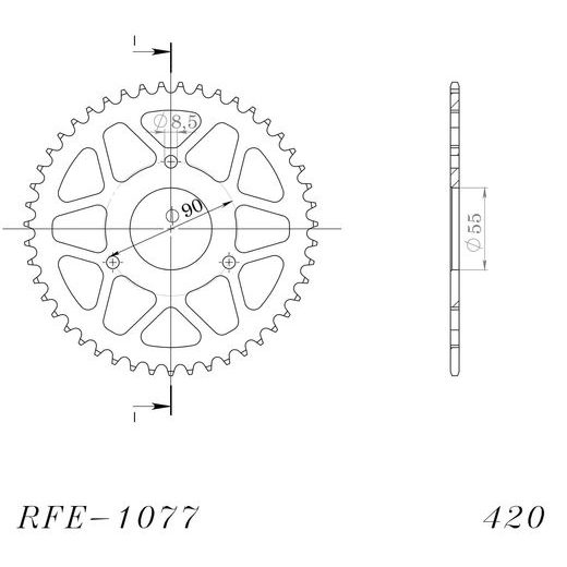 AIZMUGURĒJAIS ZOBRATS SUPERSPROX RFE-1077:47-BLK MELNS/PELĒKS 47T, 420