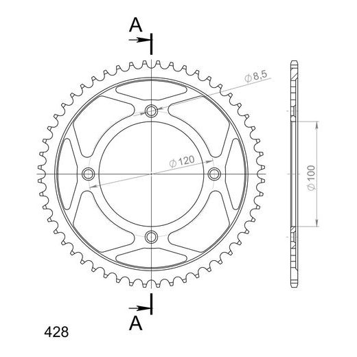 AIZMUGURĒJAIS ZOBRATS SUPERSPROX RFE-998:52-BLK MELNS/PELĒKS 52T, 428