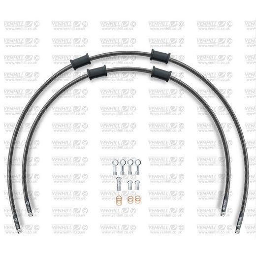 RACE PRIEKŠĒJO BREMŽU ŠĻŪTEŅU KOMPLEKTS VENHILL POWERHOSEPLUS KAW-3002F-CB (2 ŠĻAUKAS KOMPLEKTĀ) CARBON HOSES, CHROMED FITTINGS