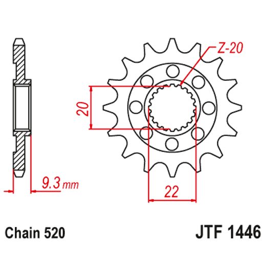 PRIEKŠĒJAIS ZOBRATS JT JTF 1446-13 13T, 520