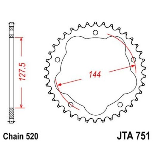 AIZMUGURĒJAIS ALU ĶĒDES ZOBRATS JT JTA 751-43BLK 43T, 520 MELNS