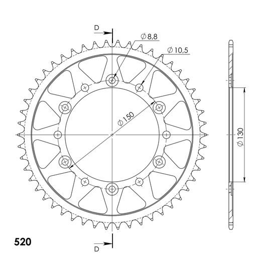 AIZMUGURĒJAIS ZOBRATS SUPERSPROX RFE-245/3:50-BLK MELNS/PELĒKS 50T, 520