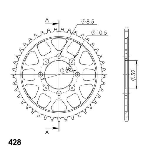 AIZMUGURĒJAIS ZOBRATS SUPERSPROX RFE-802:41-BLK MELNS/PELĒKS 41T, 428