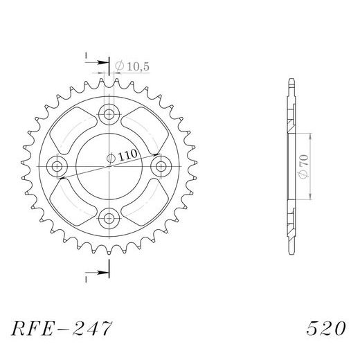 AIZMUGURĒJAIS ZOBRATS SUPERSPROX RFE-247:36-BLK MELNS/PELĒKS 36T, 520