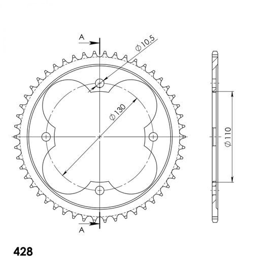 AIZMUGURĒJAIS ZOBRATS SUPERSPROX RFE-1355:50-BLK MELNS/PELĒKS 50T, 428