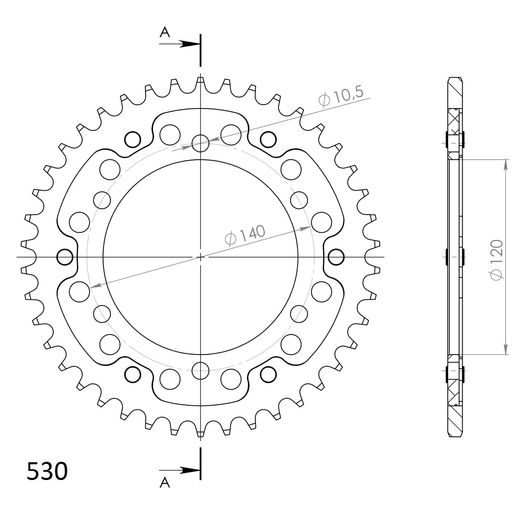 REAR SPROCKET SUPERSPROX STEALTH RST-499:42-GLD ZELTA 42T, 530