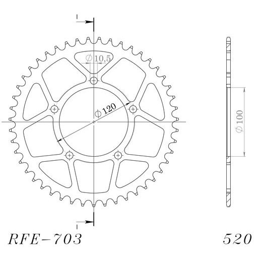 AIZMUGURĒJAIS ZOBRATS SUPERSPROX RFE-703:44-BLK MELNS/PELĒKS 44T, 520
