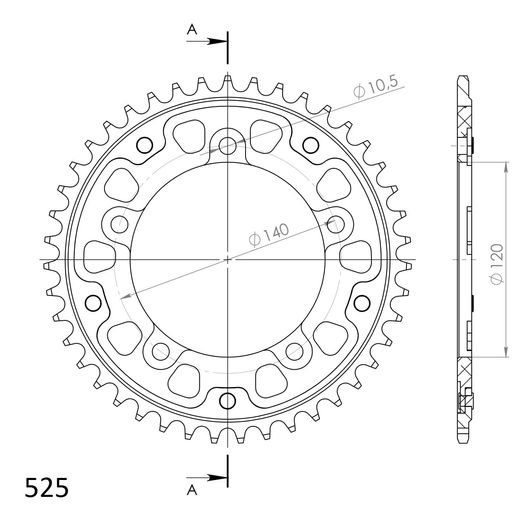 REAR SPROCKET SUPERSPROX STEALTH RST-1792:42-GLD ZELTA 42T, 525