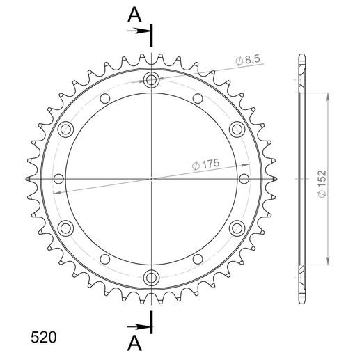AIZMUGURĒJAIS ZOBRATS SUPERSPROX RFE-853:42-BLK MELNS/PELĒKS 42T, 520
