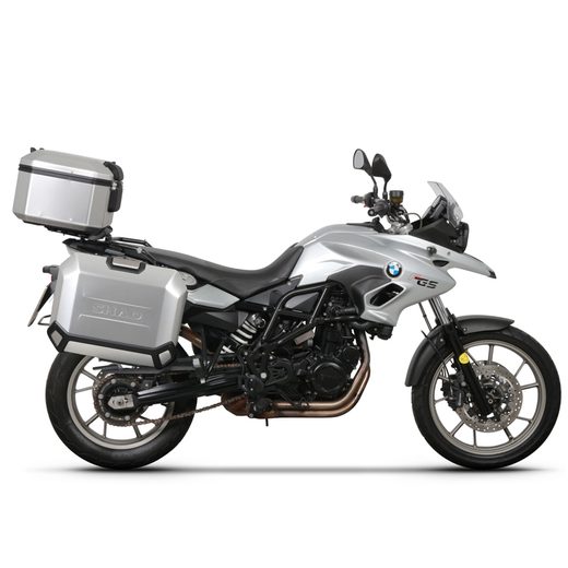 COMPLETE SET OF ALUMINUM CASES SHAD TERRA, 37L TOPCASE + 36L / 47L SIDE CASES, INCLUDING MOUNTING KIT AND PLATE SHAD BMW F 650 GS/ F 700 GS/ F 800 GS