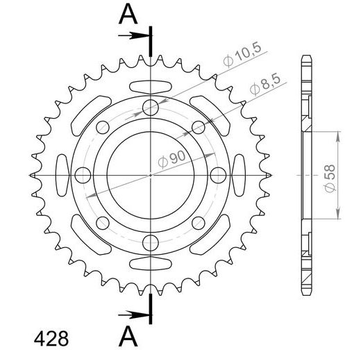 AIZMUGURĒJAIS ZOBRATS SUPERSPROX RFE-269:38-BLK MELNS/PELĒKS 38T, 428