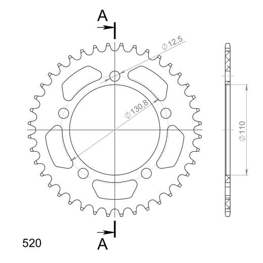 AIZMUGURĒJAIS ALU ĶĒDES ZOBRATS SUPERSPROX RAL-7_520:40-BLK MELNS/PELĒKS 40T, 520