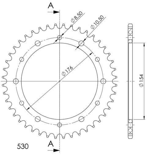 AIZMUGURĒJAIS ALU ĶĒDES ZOBRATS SUPERSPROX RAL-1340:44-BLU ZILS 44T, 530