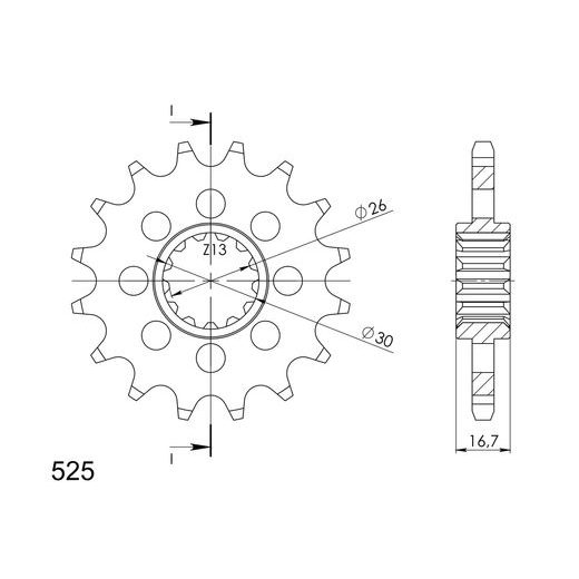 PRIEKŠĒJAIS ZOBRATS SUPERSPROX CST-1370:16 16T, 525