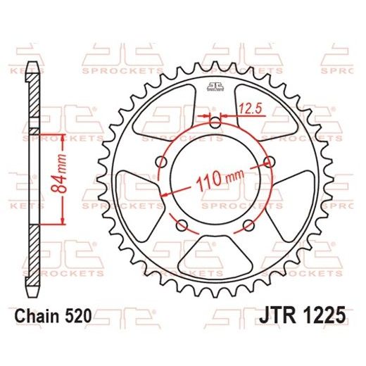 AIZMUGURĒJAIS ZOBRATS JT JTR 1225-36 36T, 520