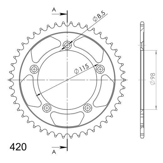 AIZMUGURĒJAIS ZOBRATS SUPERSPROX RFE-4:46-BLK MELNS/PELĒKS 46T, 420