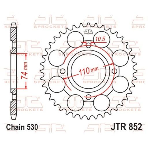 AIZMUGURĒJAIS ZOBRATS JT JTR 852-41 41T, 530