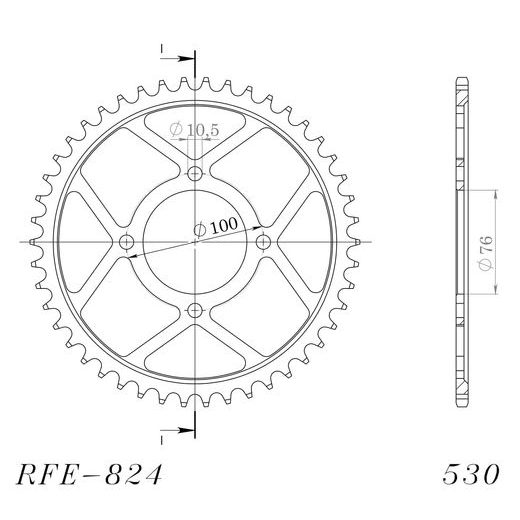 AIZMUGURĒJAIS ZOBRATS SUPERSPROX RFE-824:46-BLK MELNS/PELĒKS 46T, 530