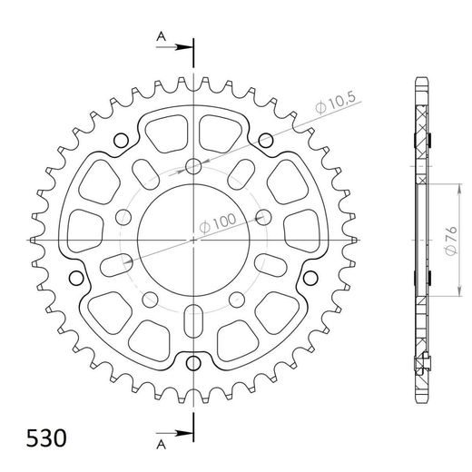 AIZMUGURĒJAIS ZOBRATS SUPERSPROX STEALTH RST-7090:42-BLK MELNS/PELĒKS 42T, 530