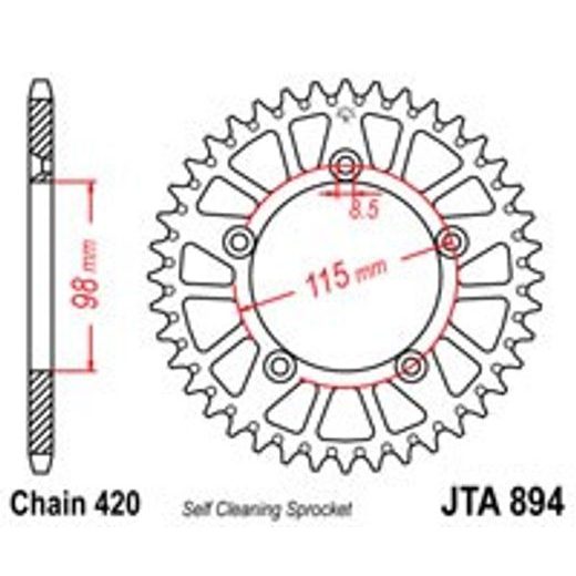 AIZMUGURĒJAIS ALUMĪNIJA ZOBRATS JT JTA 894-48 48T, 420