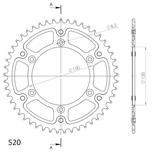 REAR SPROCKET SUPERSPROX STEALTH RST-245:48-GLD ZELTA 48T, 520