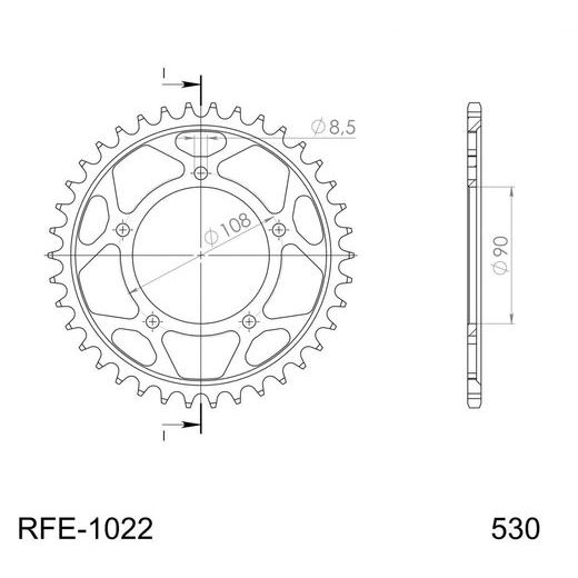 AIZMUGURĒJAIS ZOBRATS SUPERSPROX RFE-1022:38-BLK MELNS/PELĒKS 38T, 530