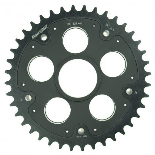 REAR SPROCKET STEALTH WITH ALLOY DISC SUPERSPROX RSA-736_525:40-BLK MELNS 40T, 520