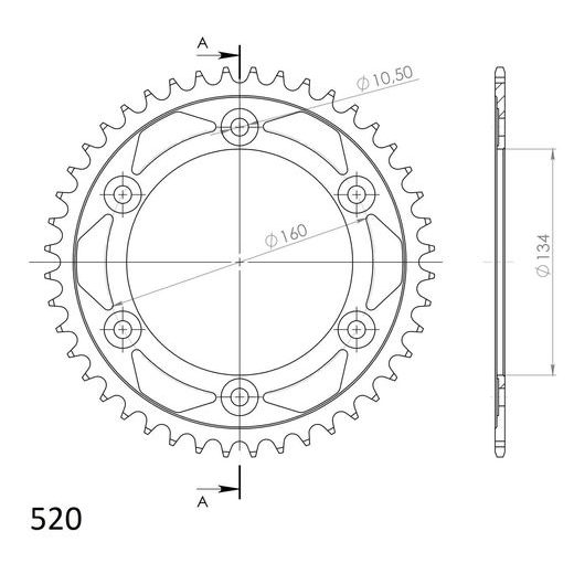AIZMUGURĒJAIS ZOBRATS SUPERSPROX RFE-1308:44-BLK MELNS/PELĒKS 44T, 520