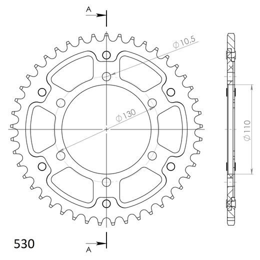 REAR SPROCKET SUPERSPROX STEALTH RST-479:43-GLD ZELTA 43T, 530