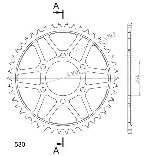 AIZMUGURĒJAIS ZOBRATS SUPERSPROX RFE-816:46-BLK MELNS/PELĒKS 46T, 530