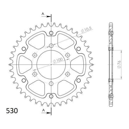 AIZMUGURĒJAIS ZOBRATS SUPERSPROX STEALTH RST-816:42-SLV SUDRABA 42T, 530