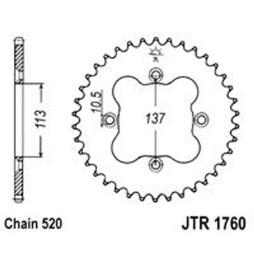 AIZMUGURĒJAIS ZOBRATS JT JTR 1760-36 36T, 520