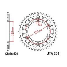 ALUMINIJASTI ZADNJI VERIŽNIK (ZOBNIK) JT JTA 301-45RED 45T, 520 RDEČ