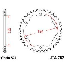 ALUMINIJASTI ZADNJI VERIŽNIK (ZOBNIK) JT JTA 762-38 38T, 520