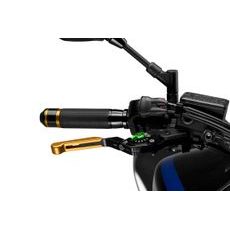 BRAKE LEVER WITHOUT ADAPTER PUIG 3.0 14ONV RAZTEGLJIVA POKLOPNA (EXTENDABLE FOLDING) GOLD/GREEN