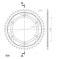 ZADNJI VERIŽNIK (ZOBNIK) SUPERSPROX RFE-828:47-BLK ČRNA 47T, 520