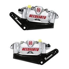 PAIR OF FRONT RADIAL BRAKE CALIPERS + BRAKET ACCOSSATO KITA28 FOR HARLEY DAVIDSON